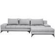 ECKSOFA Greige Webstoff Rückenkissen, Bettkasten, Schlaffunktion, Rücken echt  - Greige/Schwarz, Design, Textil/Metall (315/212cm) - Carryhome