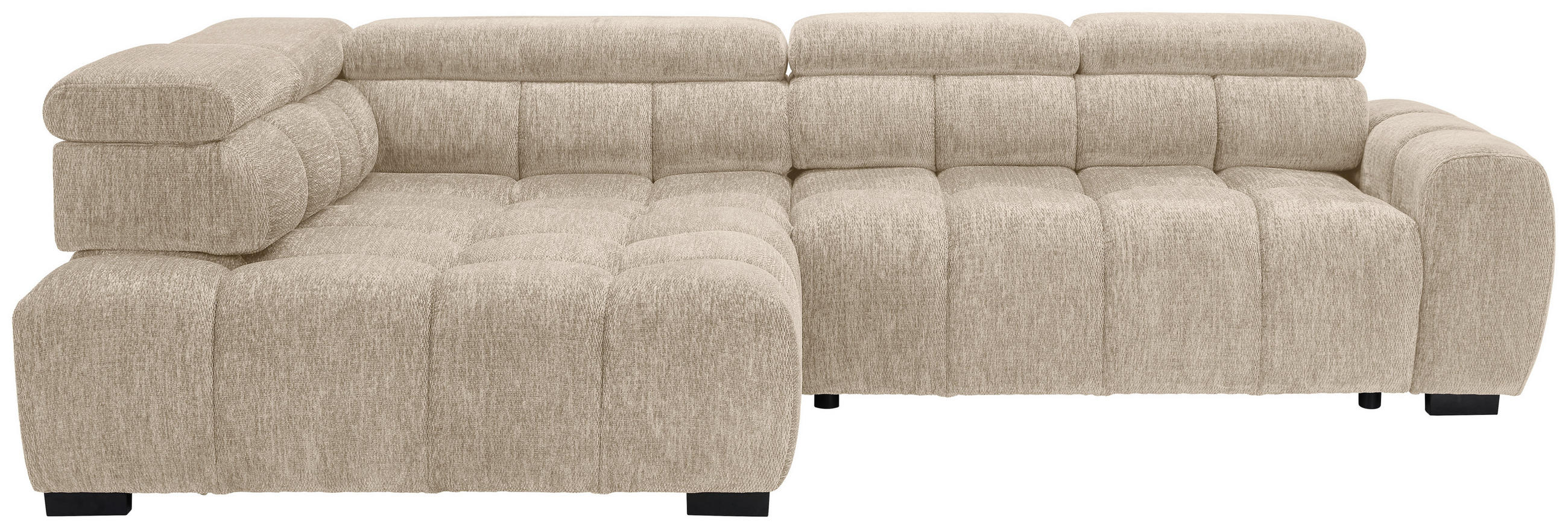 ECKSOFA inkl. Funktionen Naturfarben Webstoff  - Schwarz/Naturfarben, MODERN, Kunststoff/Textil (205/297cm) - Welnova