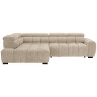 ECKSOFA inkl. Funktionen in Webstoff Naturfarben  205/297 cm  - Schwarz/Naturfarben, MODERN, Kunststoff/Textil (205/297cm) - Welnova