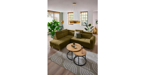 ECKSOFA inkl. Funktionen Olivgrün Samt - Olivgrün, Natur, Holz/Textil (206/261cm) - Venda