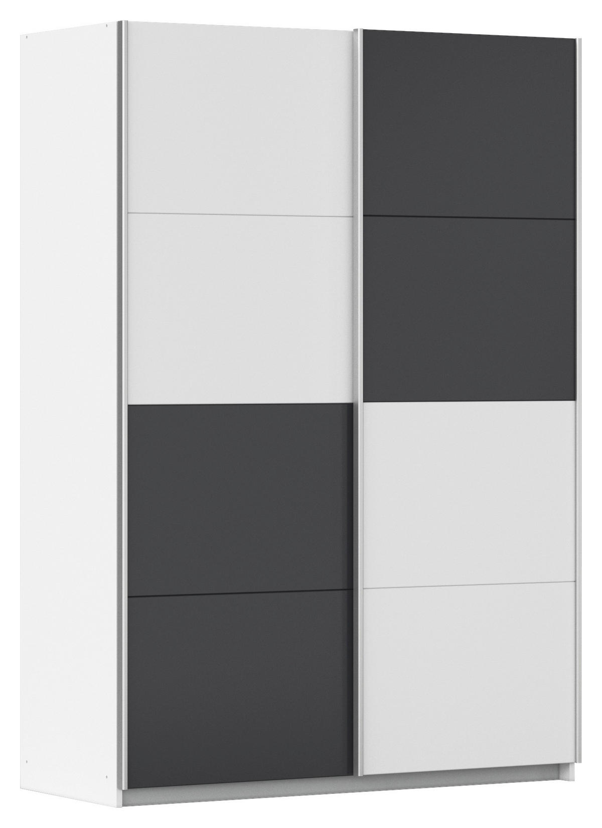 SCHWEBETÜRENSCHRANK in Weiss, Graphitfarben  - Weiss/Alufarben, Modern, Holzwerkstoff/Metall (136/197/61cm) - Rauch Möbel