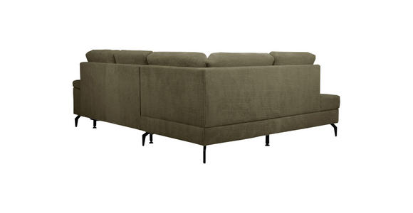 ECKSOFA Olivgrün Velours Bettkasten, Sitzvorzug  - Schwarz/Olivgrün, KONVENTIONELL, Textil/Metall (206/253cm) - Venda
