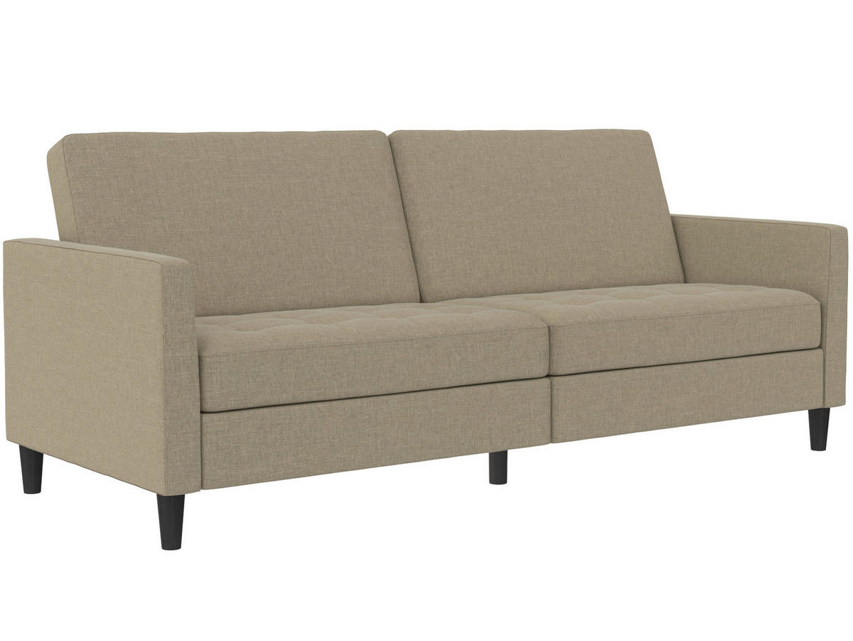 SCHLAFSOFA Webstoff, Leinenoptik Cappuccino  - Schwarz/Cappuccino, Basics, Kunststoff/Textil (207/86/86cm) - Livetastic