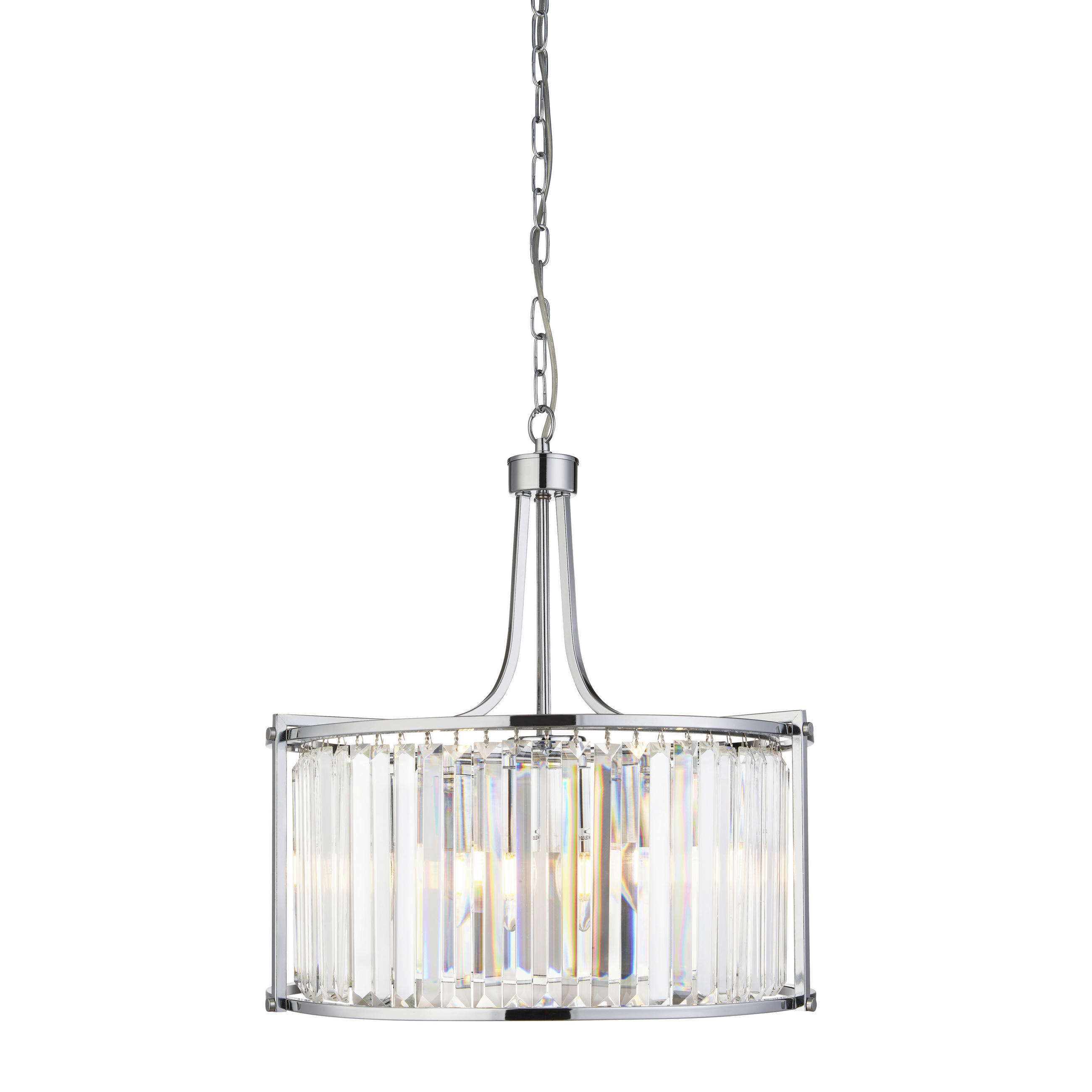 KRISTALL-HÄNGELEUCHTE 49/150 cm - Chromfarben, Design, Glas/Metall (49/150cm)