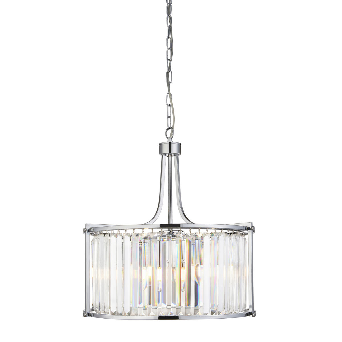 KRISTALL-HÄNGELEUCHTE 49/150 cm   - Chromfarben, Design, Glas/Metall (49/150cm)