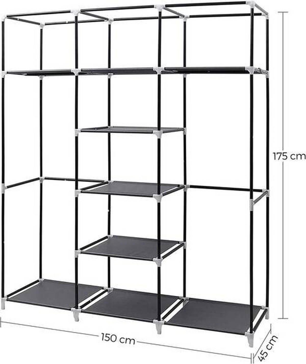 STOFFSCHRANK in Schwarz  - Schwarz, Trend, Kunststoff/Textil (150/175/45cm) - Boxxx