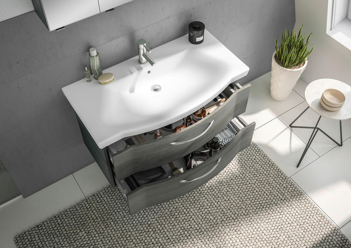 WASCHTISCHKOMBI 97 cm  - Chromfarben/Graphitfarben, KONVENTIONELL, Keramik/Holzwerkstoff (97cm) - Pelipal