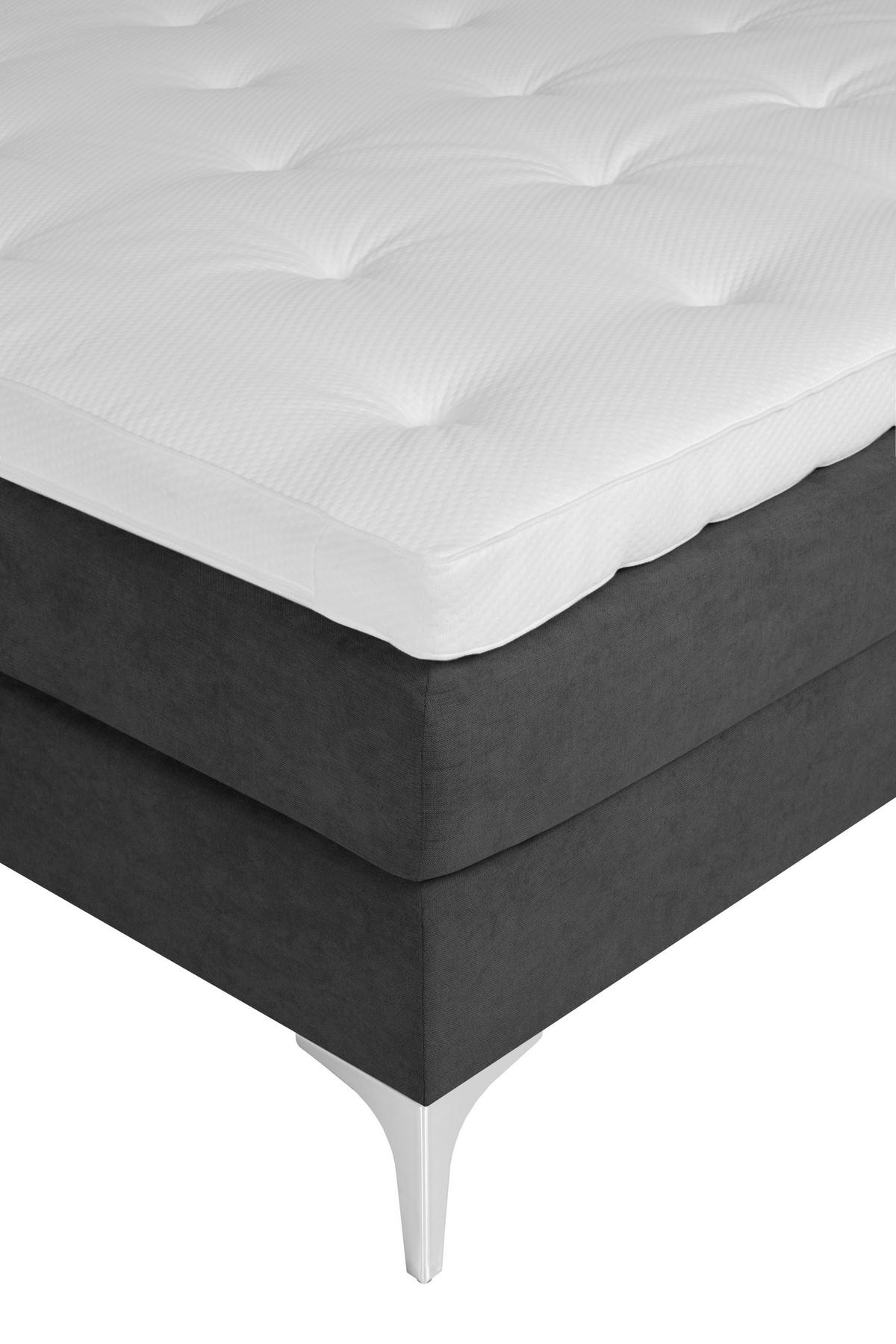 BOXSPRINGBETT 160/200 cm  in Graphitfarben  - Chromfarben/Graphitfarben, Design, Textil/Metall (160/200cm) - Welnova