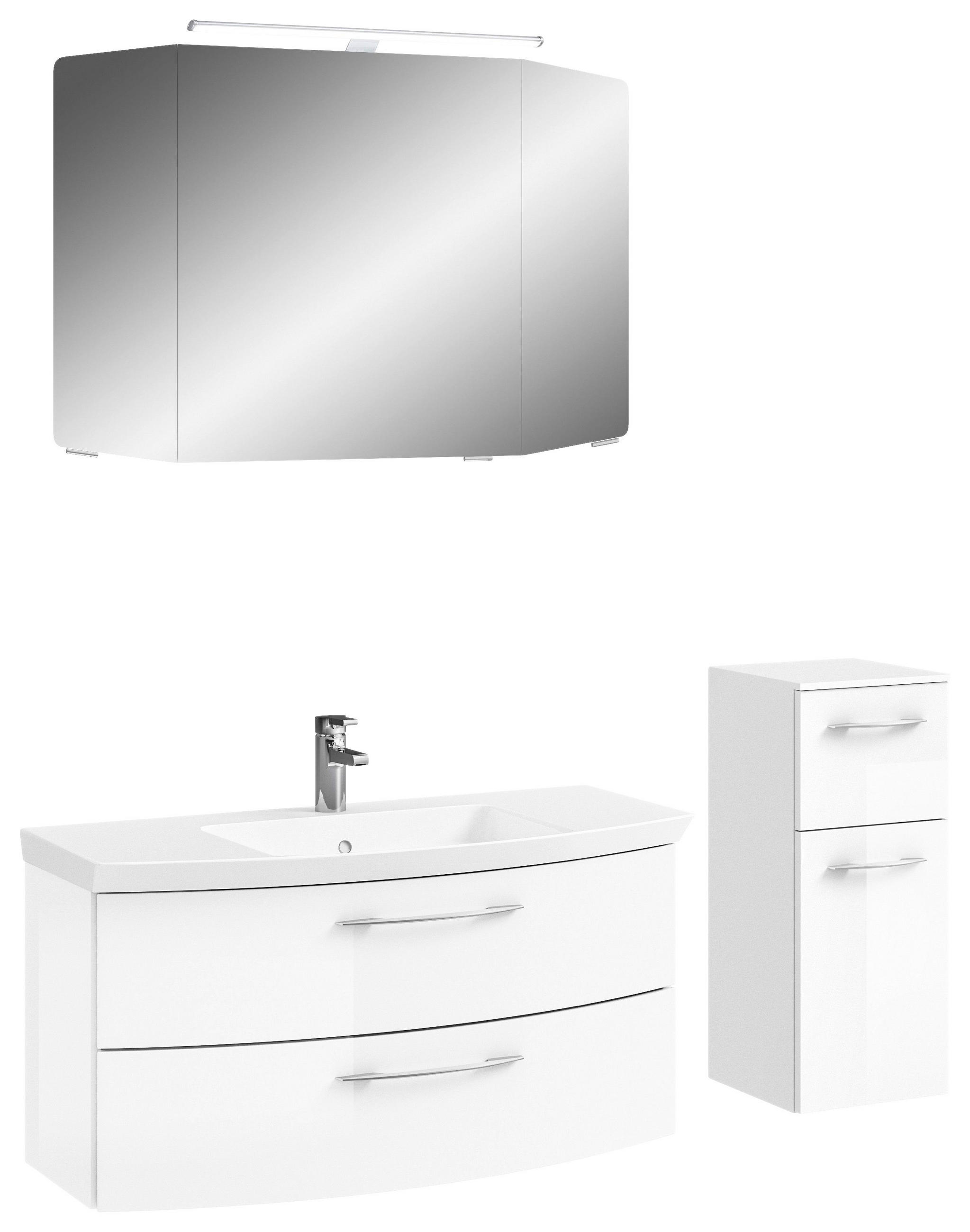 BADEZIMMER 4-teilig in 131 cm - Chromfarben/Weiß Hochglanz, KONVENTIONELL, Glas/Holzwerkstoff (131cm) - Pelipal
