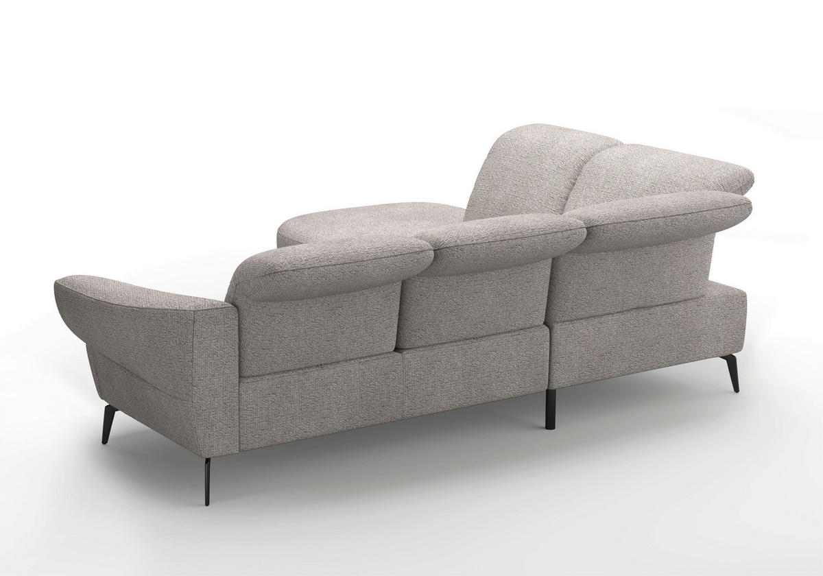 ECKSOFA DANCE E Silberfarben Chenille  - Silberfarben/Schwarz, MODERN, Textil/Metall (270/302cm) - Sit & More