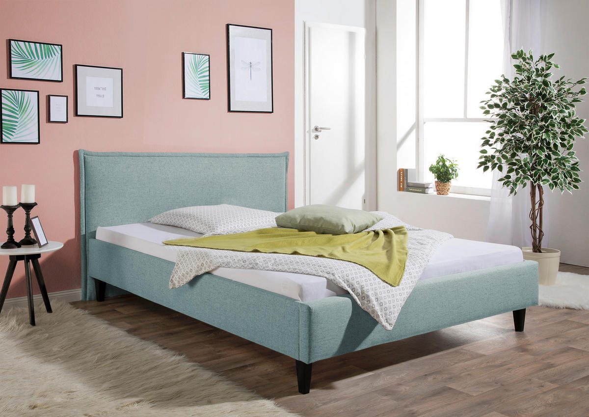 POLSTERBETT 140/200 cm,  in Petrol,  - Petrol/Schwarz, MODERN, Holz/Textil (140/200cm) - Livetastic