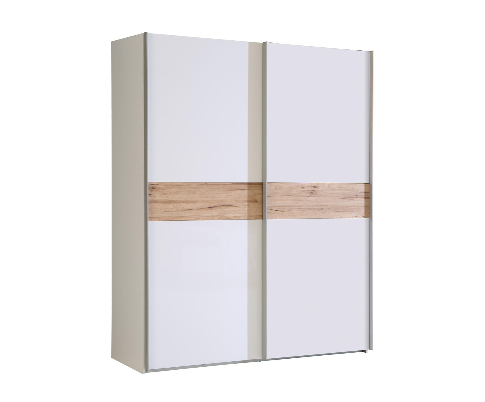 SCHWEBETÜRENSCHRANK  in Weiß, Eichefarben  - Eichefarben/Alufarben, KONVENTIONELL, Holzwerkstoff/Metall (170,3/210,5/61,2cm) - Xora