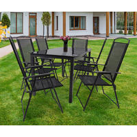 GARTENTISCHGRUPPE   - Anthrazit/Schwarz, Basics, Glas/Textil - Gardenson