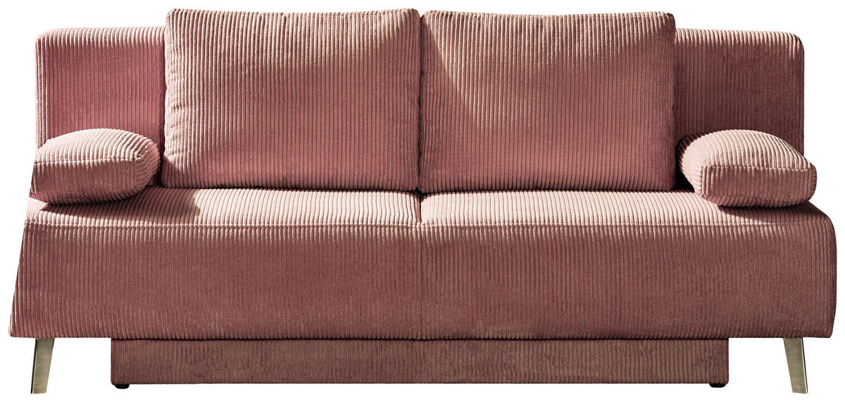 SCHLAFSOFA Spicy  mit Fußauswahl, Stoffauswahl, Rücken echt Cord Rosa  - Rosa, MODERN, Textil/Metall (193/85/88cm) - Novel