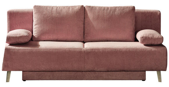 SCHLAFSOFA Spicy Cord Rosa Rückenkissen, Armlehnenkissen, Bettkasten, Schlaffunktion  - Rosa, MODERN, Textil/Metall (193/85/88cm) - Novel