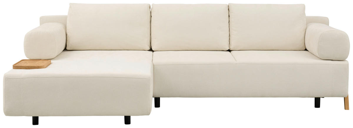 ECKSOFA Chenille Weiss  - Weiss/Eichefarben, Natur, Holz/Textil (180/287cm) - Niels Andersson