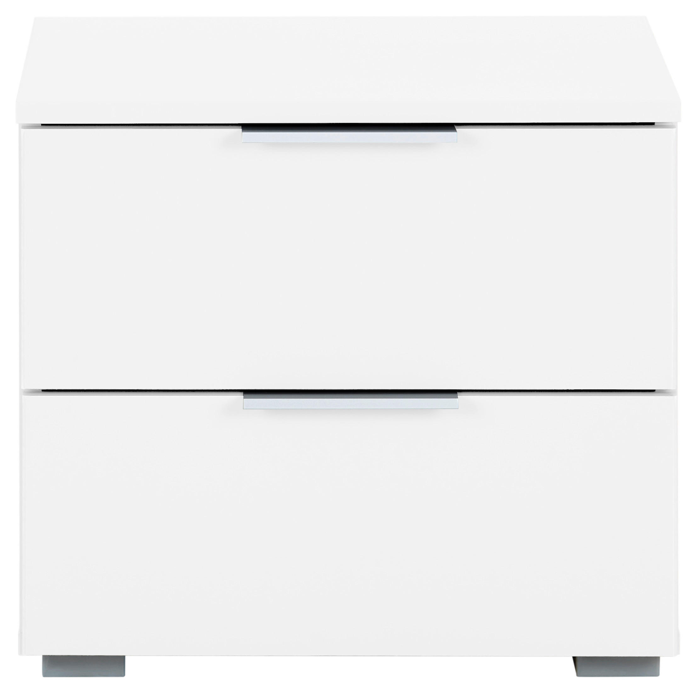 NACHTKÄSTCHEN 47/43/42 cm  in Weiss  - Weiss/Alufarben, Modern, Holzwerkstoff (47/43/42cm) - Rauch Möbel