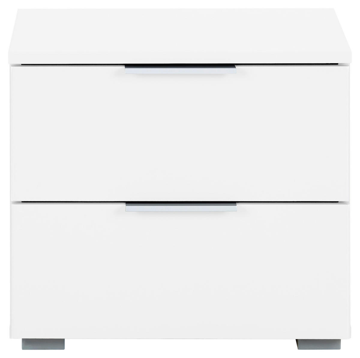 NACHTKÄSTCHEN 47/43/42 cm  in Weiss  - Weiss/Alufarben, Modern, Holzwerkstoff (47/43/42cm) - Rauch Möbel