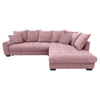 ECKSOFA Rosa Cord Rückenkissen, Armlehnenkissen, Bettkasten, Schlaffunktion, Rücken echt, Liegefläche im Originalstoff  - Schwarz/Rosa, KONVENTIONELL, Kunststoff/Textil (304/212cm) - Carryhome