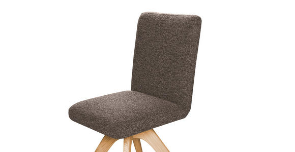 STUHL Webstoff Braun Eiche vollmassiv  - Eichefarben/Braun, KONVENTIONELL, Holz/Textil (47/89/60cm) - Linea Natura