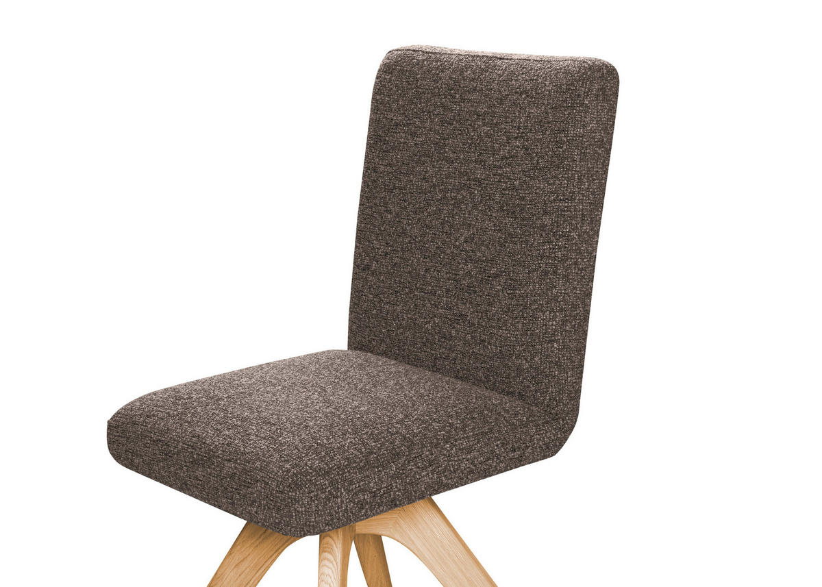 STUHL Webstoff Braun Eiche vollmassiv  - Eichefarben/Braun, KONVENTIONELL, Holz/Textil (47/89/60cm) - Linea Natura