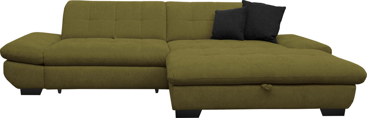 ECKSOFA in Mikrofaser Grün  - Schwarz/Grün, Design, Textil/Metall (290/198cm) - Xora