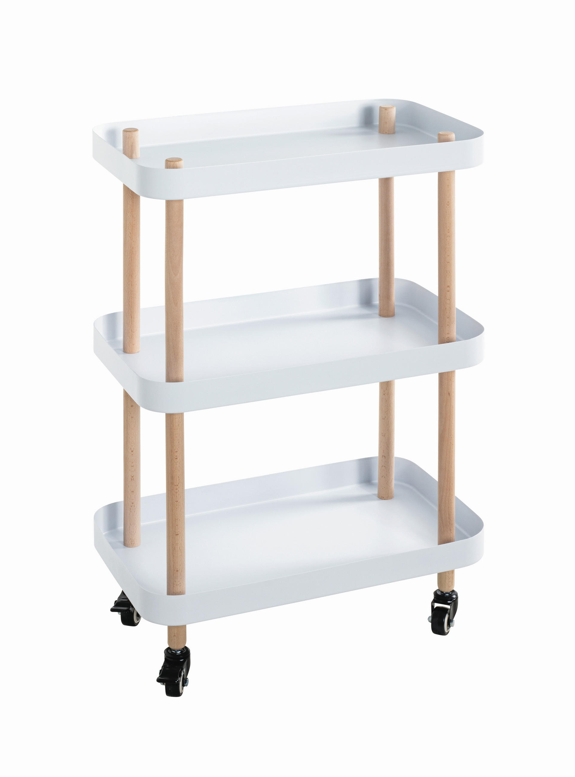 SERVIERWAGEN Buche massiv Naturfarben, Weiß, Buchefarben  - Buchefarben/Naturfarben, MODERN, Holz/Metall (50/30/76cm)