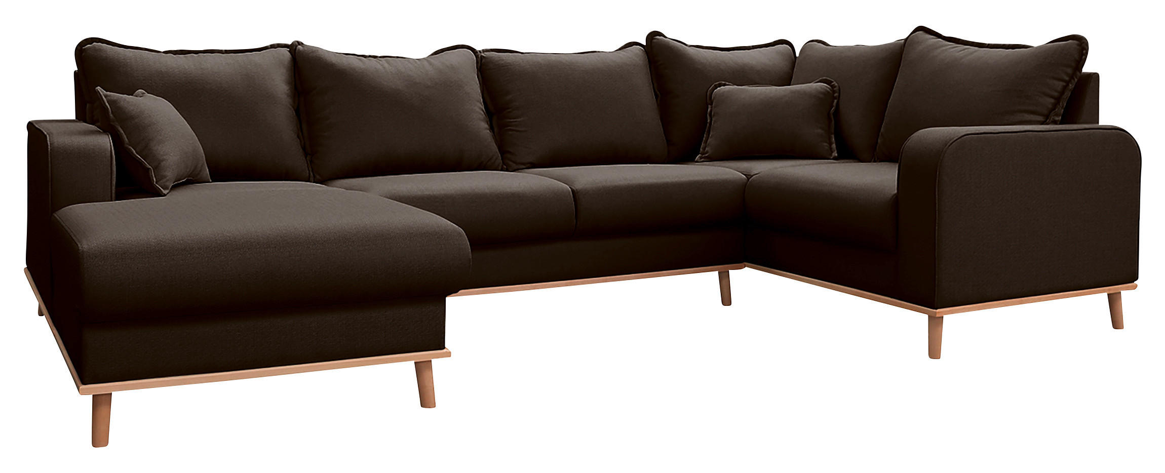 WOHNLANDSCHAFT Dunkelbraun  - Wengefarben/Dunkelbraun, Design, Holz/Textil (170/296/167cm) - Livetastic