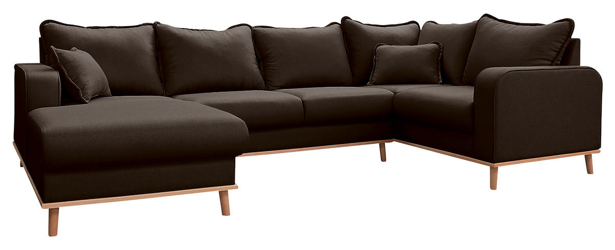 WOHNLANDSCHAFT Dunkelbraun  - Wengefarben/Dunkelbraun, Design, Holz/Textil (170/296/167cm) - Livetastic