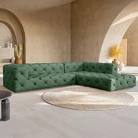 ECKSOFA Mikrofaser Waldgrün  - Waldgrün/Schwarz, Design, Kunststoff/Textil (325/228cm) - P & B