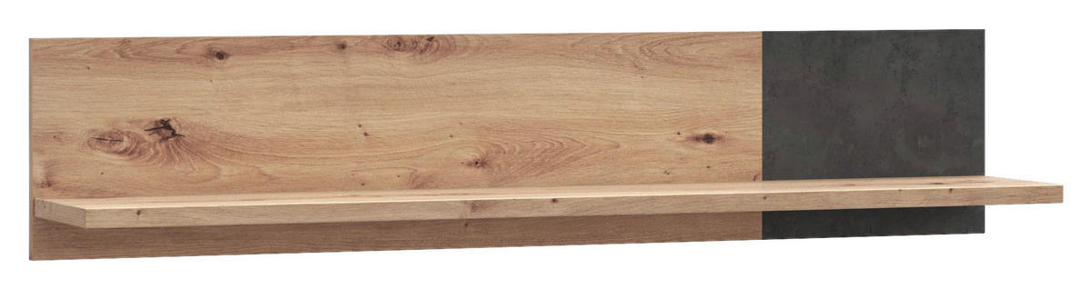 NÁSTĚNNÁ POLICE dub artisan, tmavě šedá - tmavě šedá/dub artisan, Design, kompozitní dřevo (120/25/23cm) - Carryhome