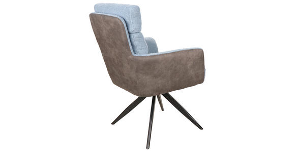 ARMLEHNSTUHL in Eisen Webstoff, Teddystoff - Blau/Schwarz, Design, Textil/Metall (60/91/67cm) - Novel
