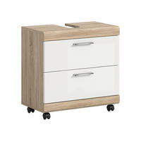 WASCHBECKENUNTERSCHRANK 60/60/34 cm  - Weiß Hochglanz/Silberfarben, Trend, Holzwerkstoff/Kunststoff (60/60/34cm) - MID.YOU