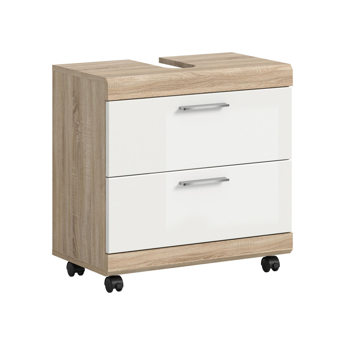 WASCHBECKENUNTERSCHRANK 60/60/34 cm  - Weiß Hochglanz/Silberfarben, Trend, Holzwerkstoff/Kunststoff (60/60/34cm) - MID.YOU