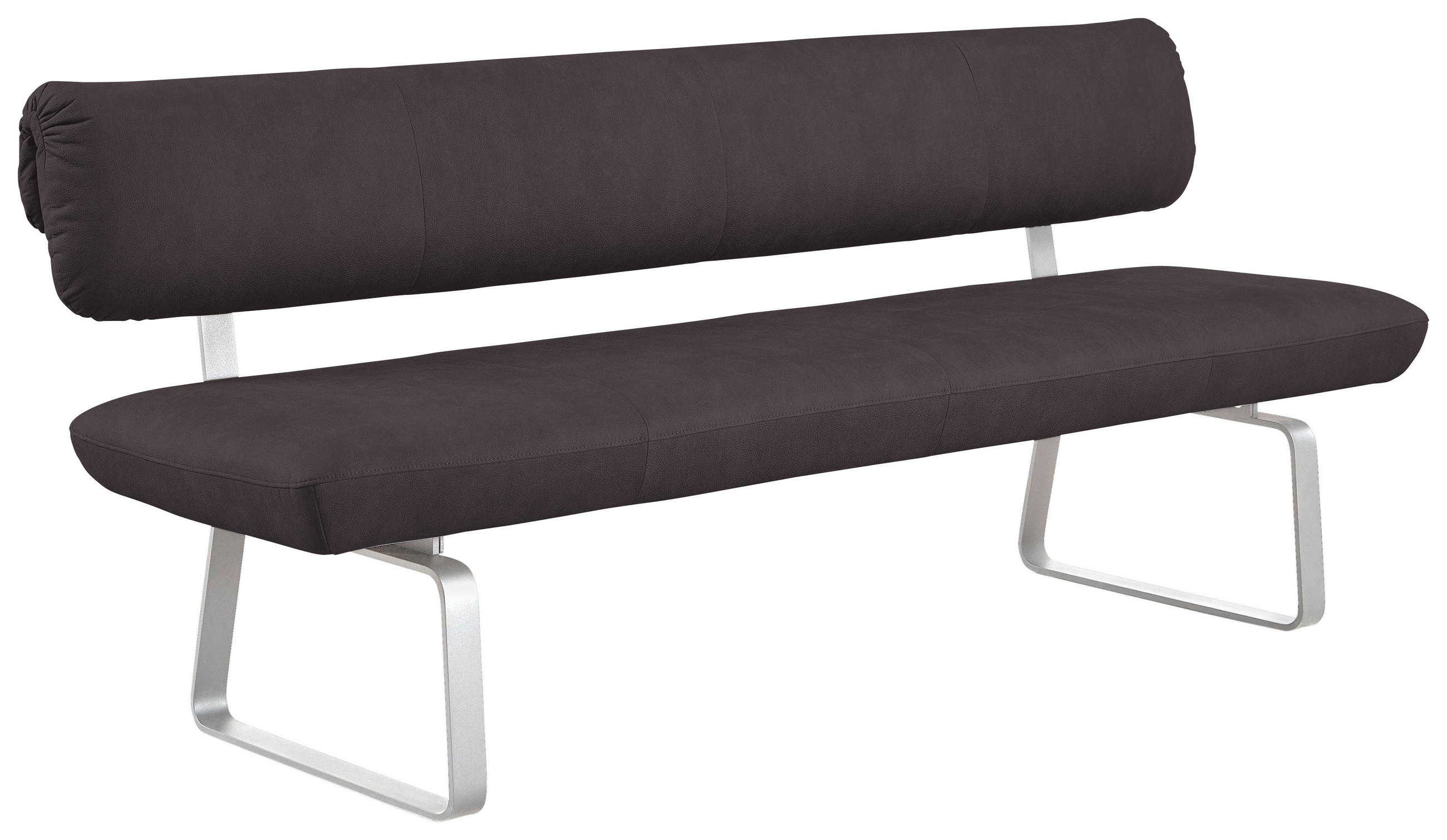 SITZBANK 200/88/68 cm Edelstahlfarben, Mokka  - Edelstahlfarben/Mokka, Design, Textil/Metall (200/88/68cm) - Venjakob