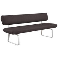 SITZBANK in Metall, Textil Edelstahlfarben, Mokka  - Edelstahlfarben/Mokka, Design, Textil/Metall (200/88/68cm) - Venjakob