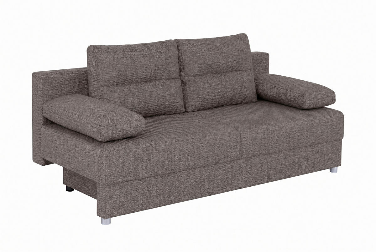 SCHLAFSOFA ZOE Braun  inkl. Rückenkissen, Armlehnenkissen  - Chromfarben/Schwarz, Design, Kunststoff/Textil (190/80/75cm) - P & B