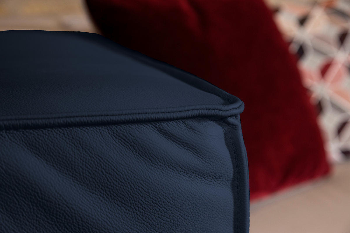 HOCKER in Leder Blau  - Blau/Schwarz, Modern, Leder/Kunststoff (120/39/60cm) - W.Schillig