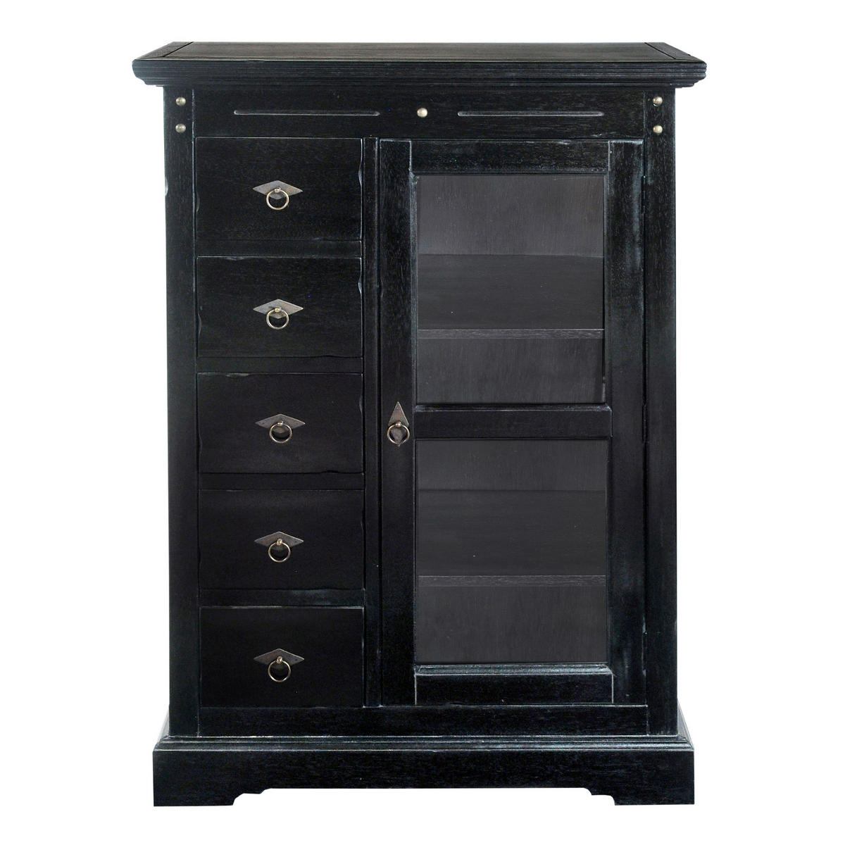 MEHRZWECKSCHRANK 86/122,5/39 cm  in Schwarz  - Messingfarben/Schwarz, MODERN, Glas/Holz (86/122,5/39cm) - MID.YOU