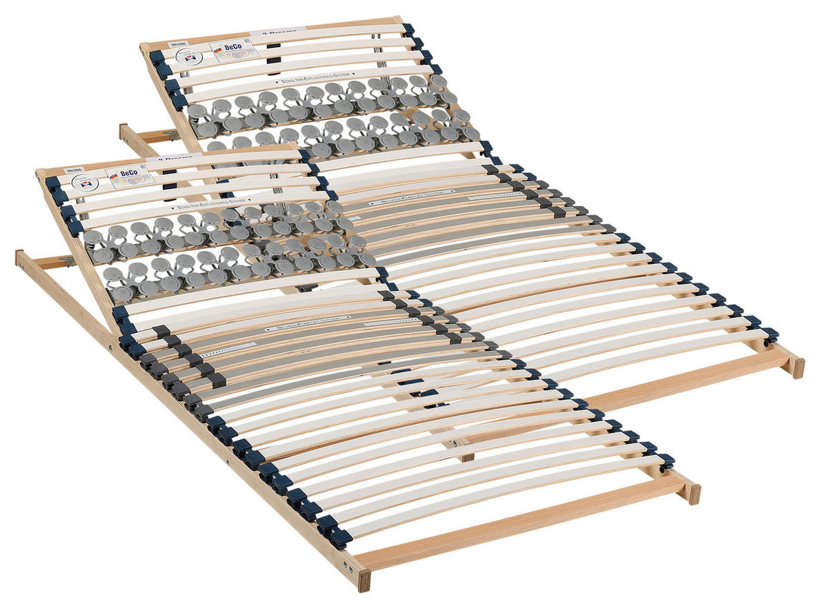 LATTENROSTSET 2 Dreams 200/200 cm Kopfteil verstellbar, Birke, Buche  - Naturfarben/Weiß, Basics, Holz/Kunststoff (200/200cm) - Beco