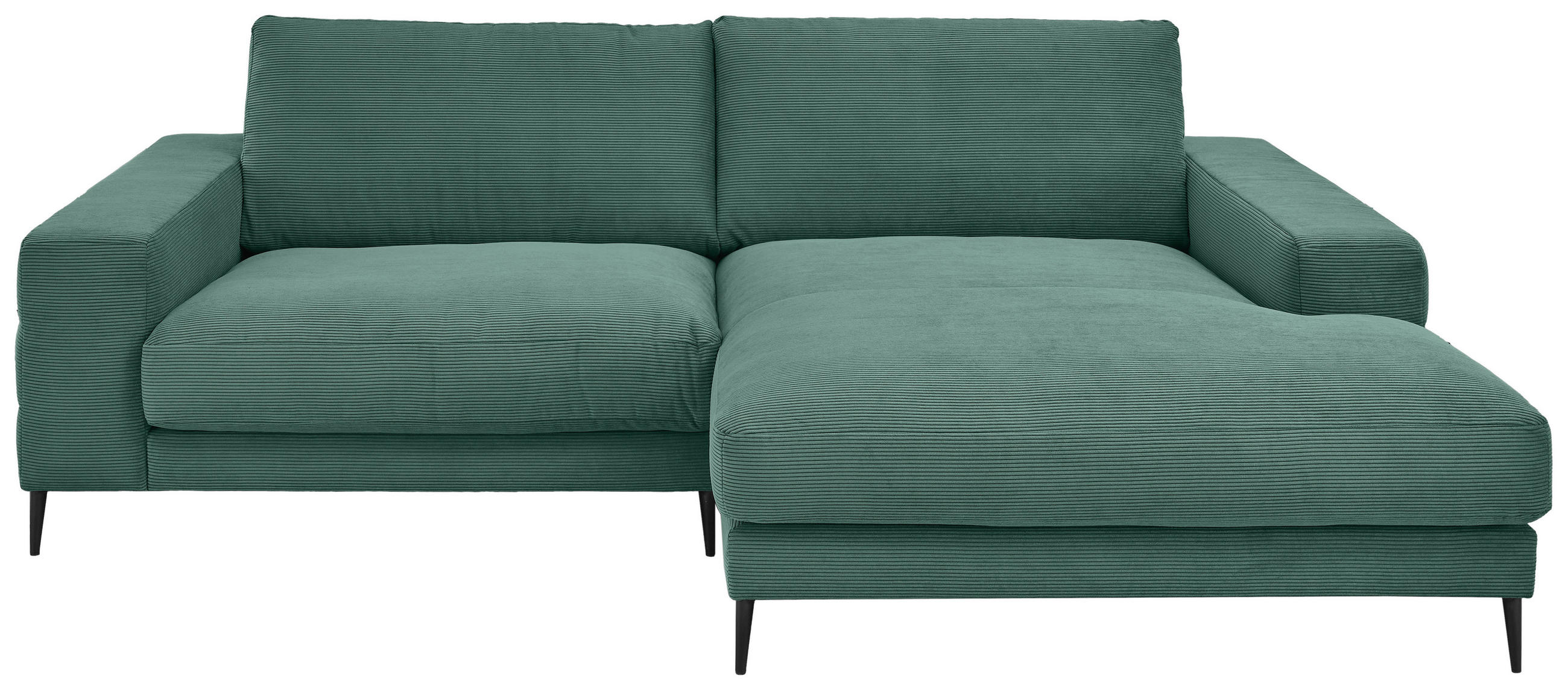 ECKSOFA Grün Feincord Rücken echt  - Schwarz/Grün, Design, Textil/Metall (253/177cm) - Dieter Knoll