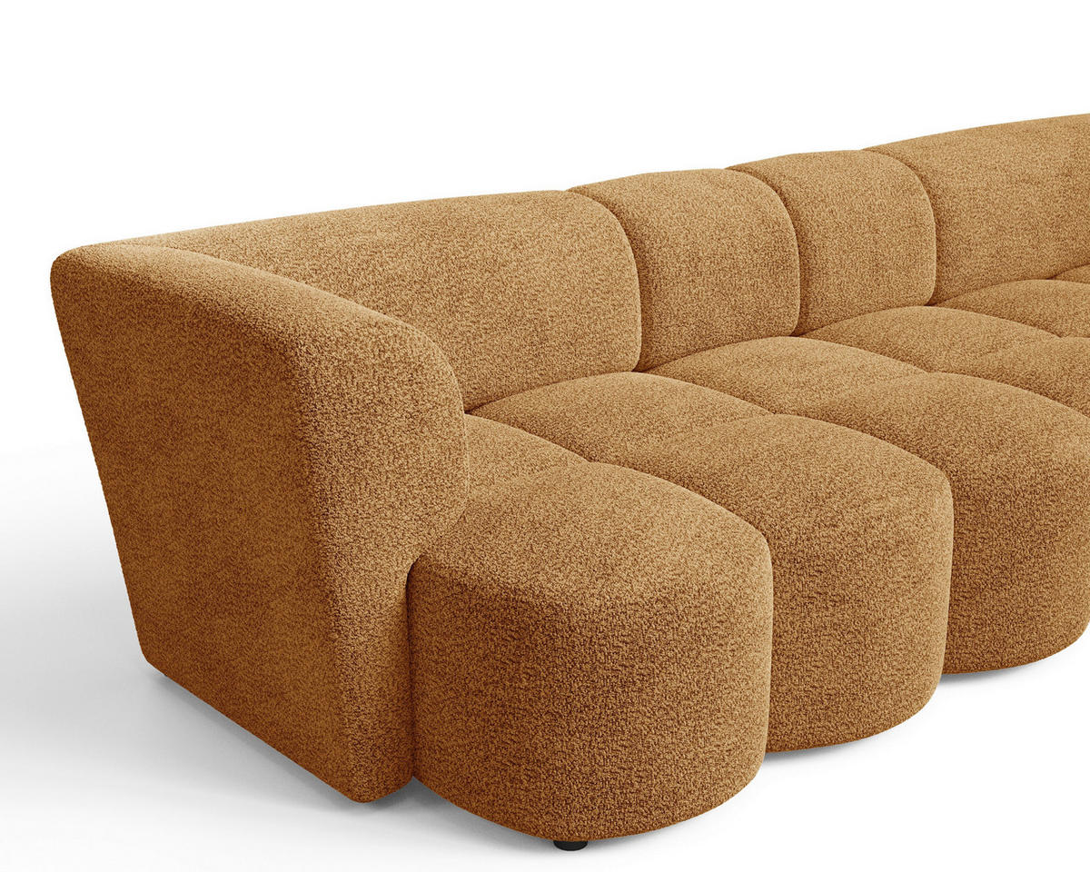 VIERSITZER-SOFA 307/84/107 cm  in Chenille Goldfarben  - Goldfarben/Schwarz, MODERN, Kunststoff/Textil (307/84/107cm) - Milino