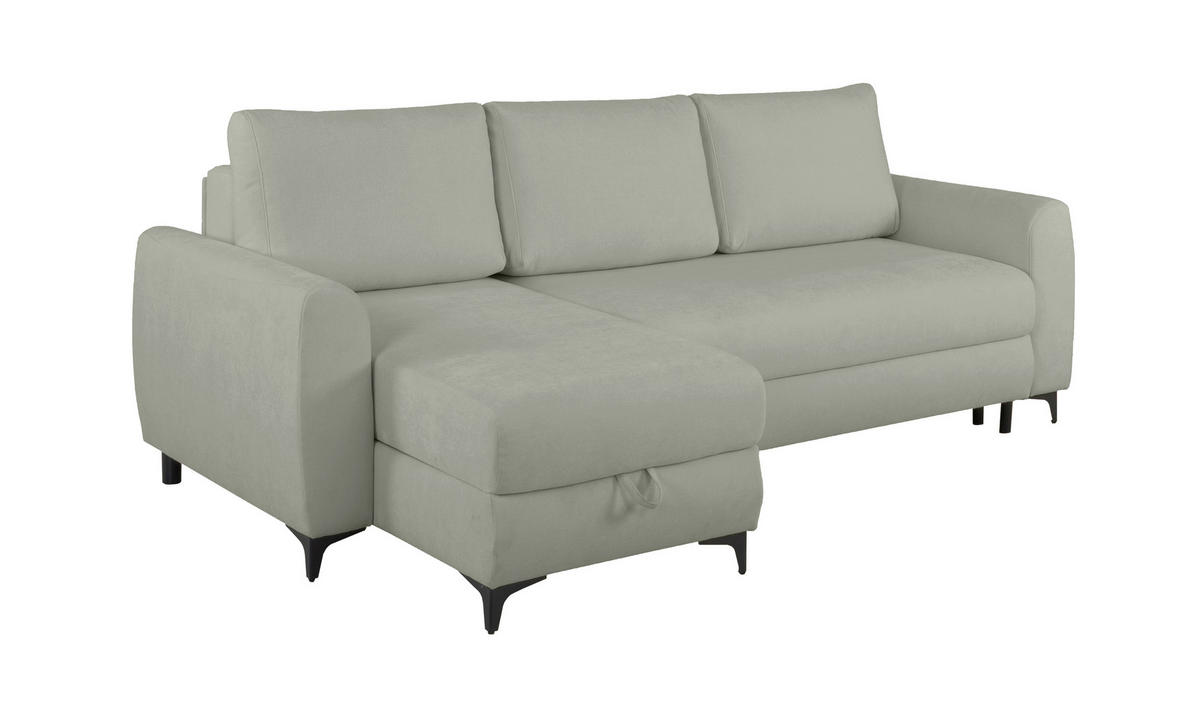 ECKSOFA Moli Grau  - Schwarz/Grau, Design, Textil/Metall (236/148cm) - MID.YOU