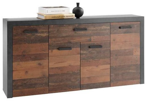 SIDEBOARD 180/90/38 cm  in Eichefarben, Dunkelgrau  - Eichefarben/Dunkelgrau, Design, Holzwerkstoff/Kunststoff (180/90/38cm) - MID.YOU