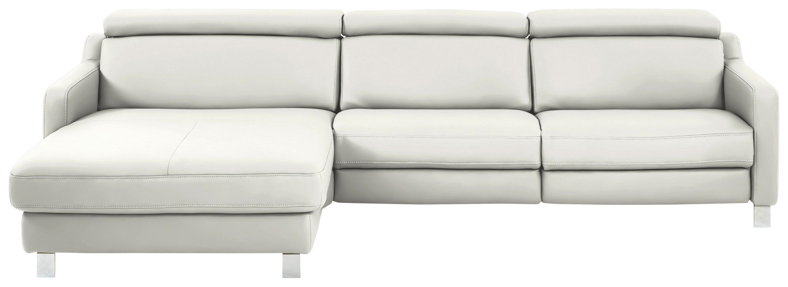 ECKSOFA Echtleder Creme  - Chromfarben/Creme, Design, Leder/Metall (176/291cm) - Valdera