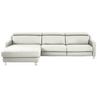 ECKSOFA Echtleder Creme  - Chromfarben/Creme, Design, Leder/Metall (176/291cm) - Valdera