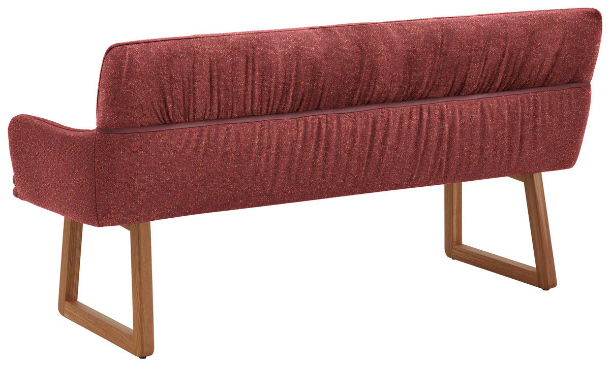 SITZBANK 180/86/68 cm Mikrofaser Dunkelrot Wildeiche massiv  - Wildeiche/Dunkelrot, Design, Holz/Textil (180/86/68cm) - Valdera