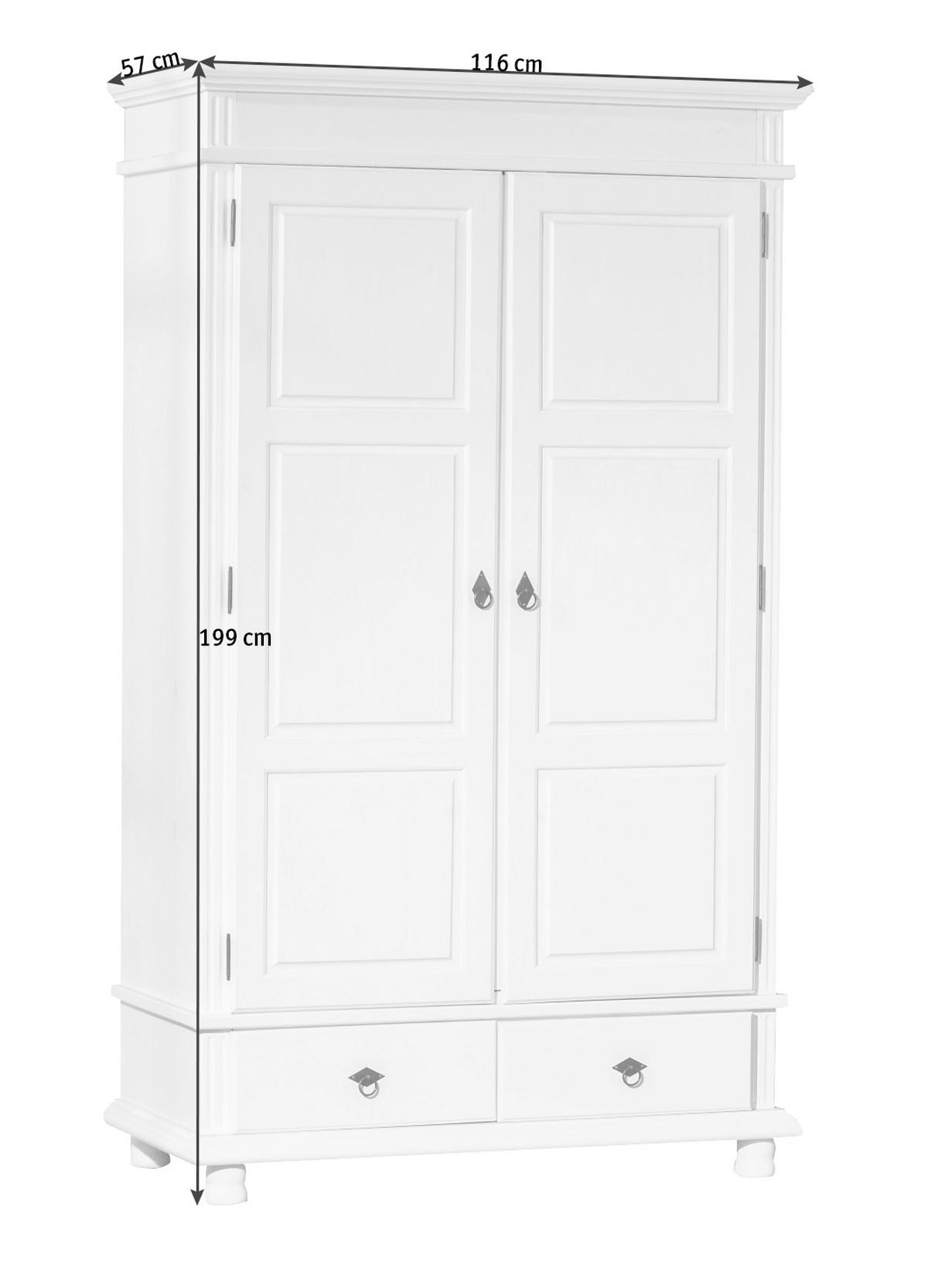 DREHTÜRENSCHRANK 116/199/57 cm 2-türig  - Weiß, LIFESTYLE (116/199/57cm) - MID.YOU