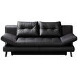 SCHLAFSOFA in Echtleder Schwarz  - Schwarz, Design, Leder/Metall (209/94/94cm) - Novel