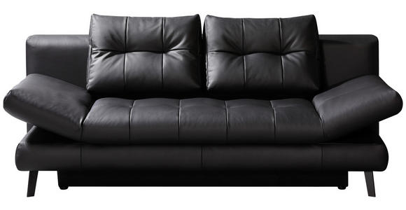 SCHLAFSOFA in Echtleder Schwarz  - Schwarz, Design, Leder/Metall (209/94/94cm) - Novel